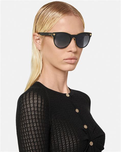 versace pop chic medusa striped sunglasses on model|Versace Medusa Eyewear Collection .